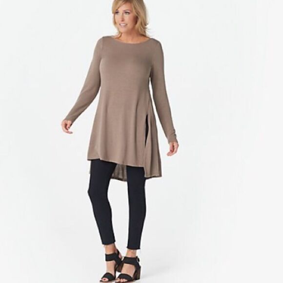 Lisa Rinna Collection Split Side Knit Tunic Top - Picture 6 of 7